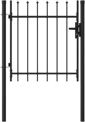 vidaXL Fence Gate Single Door with Spike Top Steel 39.4" Black Garden Barrier vidaXL Fence Gate Single Door with Spike Top Steel 39.4" Black Garden Barrier