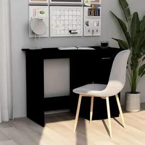 vidaXL Desk Black Engineered Wood Study Office Work Station Writing Table