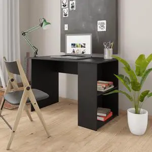 vidaXL Desk Computer Desk Home Office Desk Workstation Black Engineered Wood