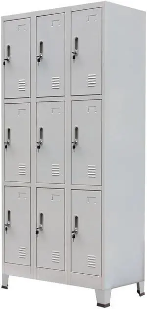 vidaXL Locker Cabinet Storage File Cabinet with 9 Compartments Steel Gray