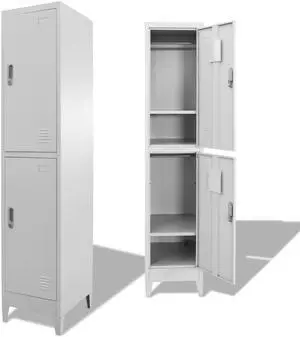 vidaXL Locker Cabinet with 2 Compartments Wardrobe Office Storage Organizer vidaXL Locker Cabinet with 2 Compartments Wardrobe Office Storage Organizer