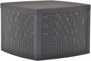 vidaXL Patio Table Outdoor Patio End Coffee Table with Storage Plastic Mocca