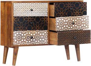 vidaXL Sideboard with Printed Pattern Drawer Cupboard Cabinet Solid Wood Mango