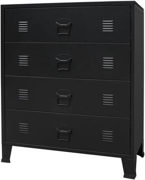 vidaXL Chest of Drawers Metal Industrial Style Black Sideboard Storage Cabinet