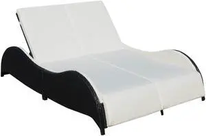 vidaXL Patio Lounge Chairs Sunbed Sunlounger with Cushion Poly Rattan Black