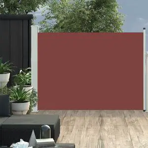 vidaXL Patio Retractable Side Awning 47.2"x197" Brown Sunshade Privacy Divider