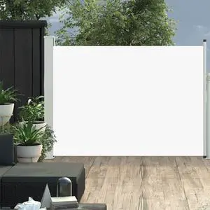 vidaXL Patio Retractable Side Awning 47.2"x197" Cream Sunshade Privacy Divider