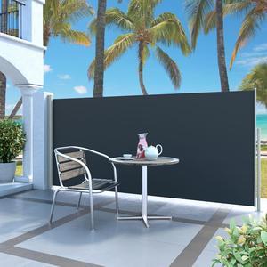 vidaXL Retractable Side Awning 55.1"x118.1" Black Privacy Screen Shade Blind