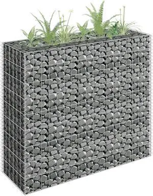 vidaXL Gabion Raised Bed Galvanized Steel 35.4"x35.4" Planter Basket Pot Wall