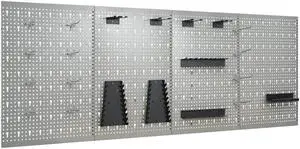 vidaXL Peg Boards Tool Holder Metal Pegboard Wall for Workbench 4 Pcs Steel vidaXL Peg Boards Tool Holder Metal Pegboard Wall for Workbench 4 Pcs Steel