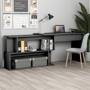 vidaXL Corner Desk Computer Desk Home Office Workstation Gray Engineered Wood