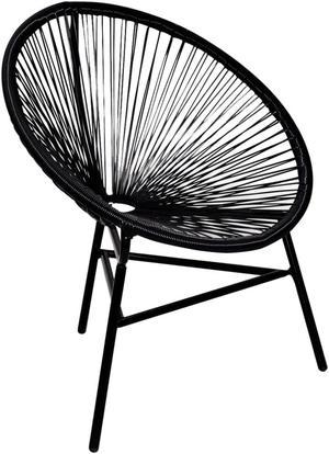 vidaXL Patio Moon Chair Acapulco Chair with Steel Frame Poly Rattan Black