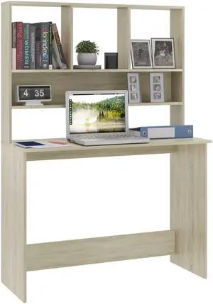 vidaXL Desk with Shelves Home Office Computer Desk Sonoma Oak Engineered Wood