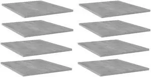 vidaXL Bookshelf Boards Floating Shelf 8 Pcs Concrete Gray Engineered Wood vidaXL Bookshelf Boards Floating Shelf 8 Pcs Concrete Gray Engineered Wood