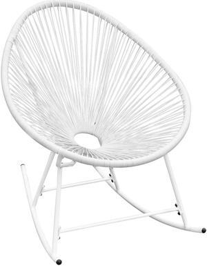 vidaXL Rocking Chair All Weather Resistant Patio Rocker Chair White Poly Rattan