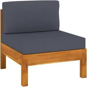 vidaXL Solid Acacia Wood Middle Sofa with Dark Gray Cushions Garden Seating vidaXL Solid Acacia Wood Middle Sofa with Dark Gray Cushions Garden Seating