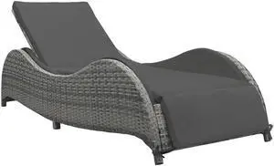 vidaXL Chaise Lounge Chair Rattan Sun Bed with Cushion Poly Rattan Anthracite
