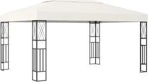 vidaXL Gazebo Canopy Tent Patio Pavilion Lawn Wedding Party Tent Cream Fabric