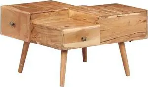 vidaXL Solid Wood Acacia Coffee Table Sturdy 27.5" 4 Storage Drawer Cabinet