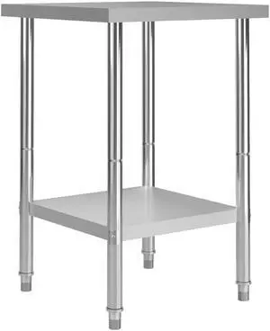 vidaXL Kitchen Work Table Hotel Prep Work Table with Undershelf Stainless Steel vidaXL Kitchen Work Table Hotel Prep Work Table with Undershelf Stainless Steel