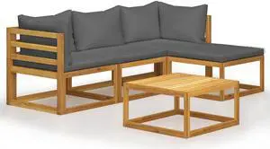 vidaXL Patio Lounge Set Outdoor Sectional Sofa Set 5 Piece Solid Wood Acacia