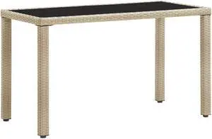 vidaXL Patio Dining Table Garden Patio Table with Glass Top PE Rattan Gray