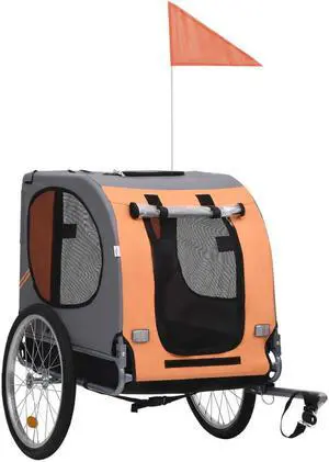 vidaXL Dog Bike Trailer Orange and gray