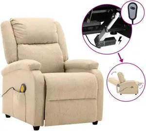 vidaXL Massage Recliner Chair Electric Reclining Chair for Elderly Taupe Fabric