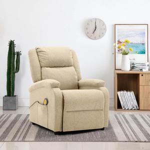 vidaXL Massage Recliner Cream Fabric Reclining Electric Chair Seat Furniture