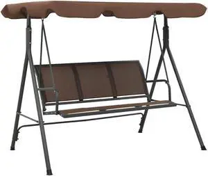 vidaXL Swing Chair Outdoor Swing Bench with Adjustable Canopy Coffee Steel