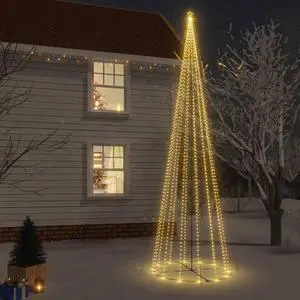 vidaXL Christmas Cone Tree Artificial Christmas Tree with LEDs Warm White