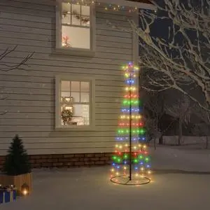vidaXL Christmas Cone Tree Artificial Christmas Tree Lighting with LEDs Colorful