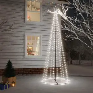 vidaXL Christmas Cone Tree Cold White 310 LEDs Holiday Ornament Decoration