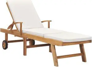 vidaXL Patio Lounge Chair Sunlounger Deckchair with Cushion Solid Teak Wood