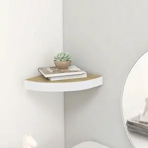 vidaXL Wall Corner Shelf Floating Corner Shelf Display Shelf Oak and White MDF