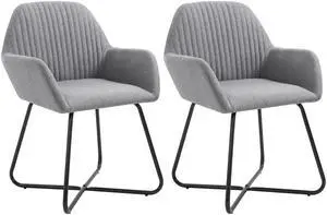 vidaXL Dining Chairs 2 Pcs Accent Upholstered Chair with Metal Legs Gray Velvet