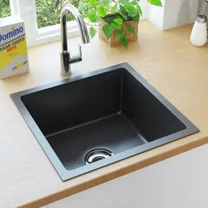 vidaXL Kitchen Sink Undermount Sink with Strainer Black Stainless Steel Sink vidaXL Kitchen Sink Undermount Sink with Strainer Black Stainless Steel Sink