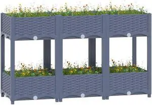 vidaXL Raised Bed 31.5" Polypropylene Outdoor Garden Planter Flower Box Pot