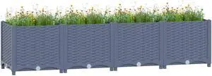vidaXL Raised Bed 47.2" Polypropylene Outdoor Garden Planter Flower Box Pot