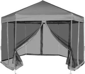 vidaXL Party Tent Outdoor Canopy Tent with Sidewalls Gazebo Shelter PE Gray