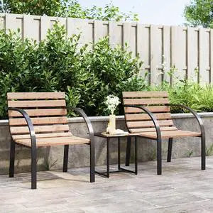 vidaXL Patio Chairs 2 Pcs Wooden Outdoor Patio Dining Chair with Armrest Wood