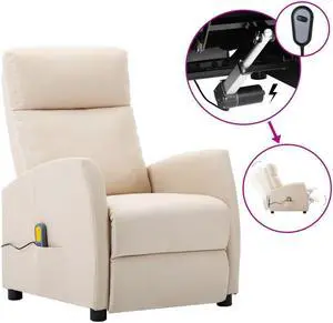 vidaXL Massage Recliner Chair Electric Reclining Chair for Elderly Cream Fabric