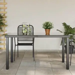 vidaXL Patio Dining Table Garden Furniture for Backyard Balcony Aluminum Glass