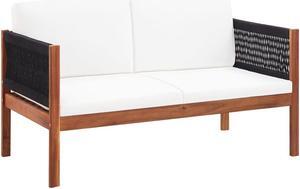vidaXL 2 Seater Sofa Couch with Cushions Patio Love Seat Solid Acacia Wood