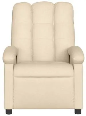 vidaXL Massage Recliner Chair for Adults, Single Theater Seating with Vibration Massage & Manually Adjustable Backrest/Footrest, Modern Reclining Sofa for Living Room, Cream Fabric