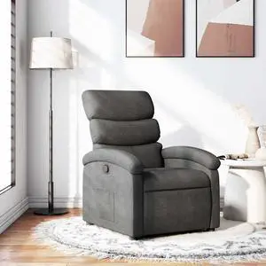 vidaXL Manual Recliner Chair for Adults, Single Home Theater Seating with Lumbar Support & Adjustable Backrest/Footrest, Modern Reclining Sofa for Living Room, Dark Gray Fabric