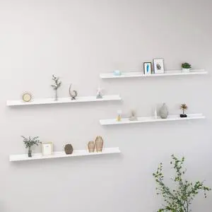 vidaXL Wall Shelves Floating Shelves Display Shelves for DVDs 4 Pcs White 45.3"