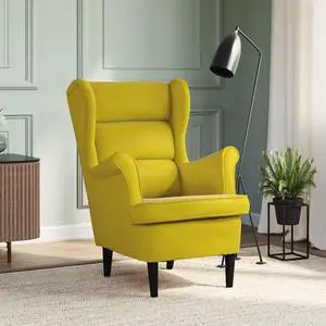vidaXL Armchair Relaxing Wingback Sofa Chair Furniture Mustard Yellow Velvet