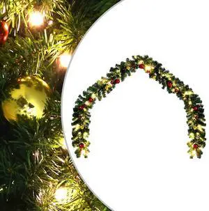 vidaXL Christmas Garland Artificial Xmas Garland with Baubles and LED Lights