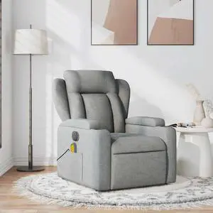 vidaXL Light Gray Fabric Massage Recliner Chair, Adjustable Backrest & Footrest vidaXL Light Gray Fabric Massage Recliner Chair, Adjustable Backrest & Footrest
